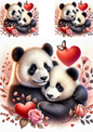 Rice Paper For Decoupage Panda in Love Collage Cat. No. 4782