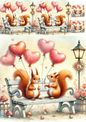 Rice Paper For Decoupage Squirrels in Love Collage Cat. No. 4789