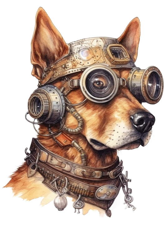 Rice Paper For Decoupage Steampunk Dog Full Cat. No. 4790