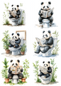 Rice Paper For Decoupage Panda In The Bathroom Collage Cat. No. 4791