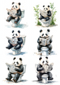 Rice Paper For Decoupage Panda In The Bathroom Collage Cat. No. 4792