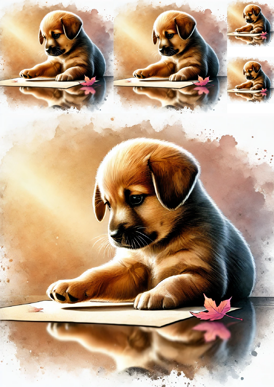 Pup Writing Rice Paper For Decoupage Puppy Writing A Letter Collage Cat. No. 4802 ...