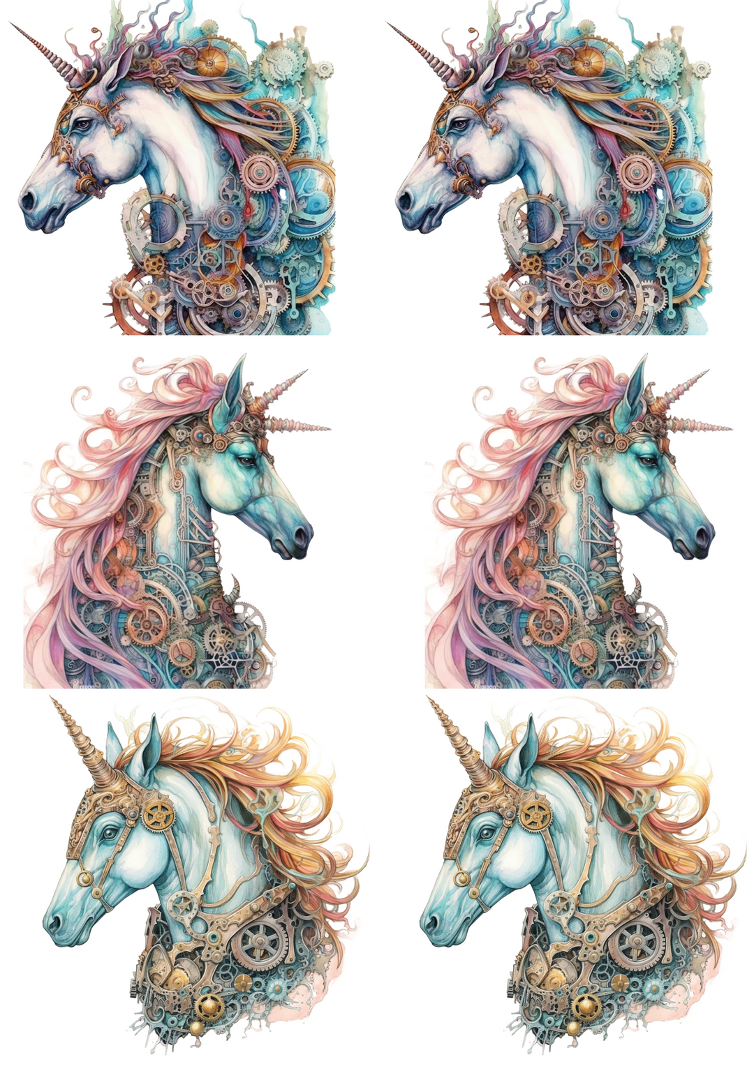Rice Paper For Decoupage Unicorn Collage Cat. No. 4813