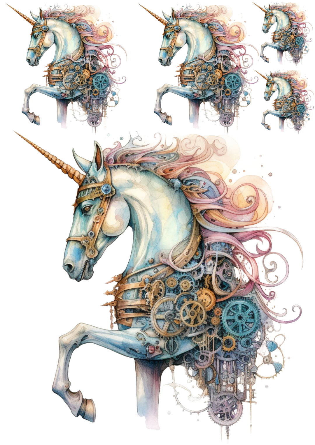 Rice Paper For Decoupage Unicorn Collage Cat. No. 4814