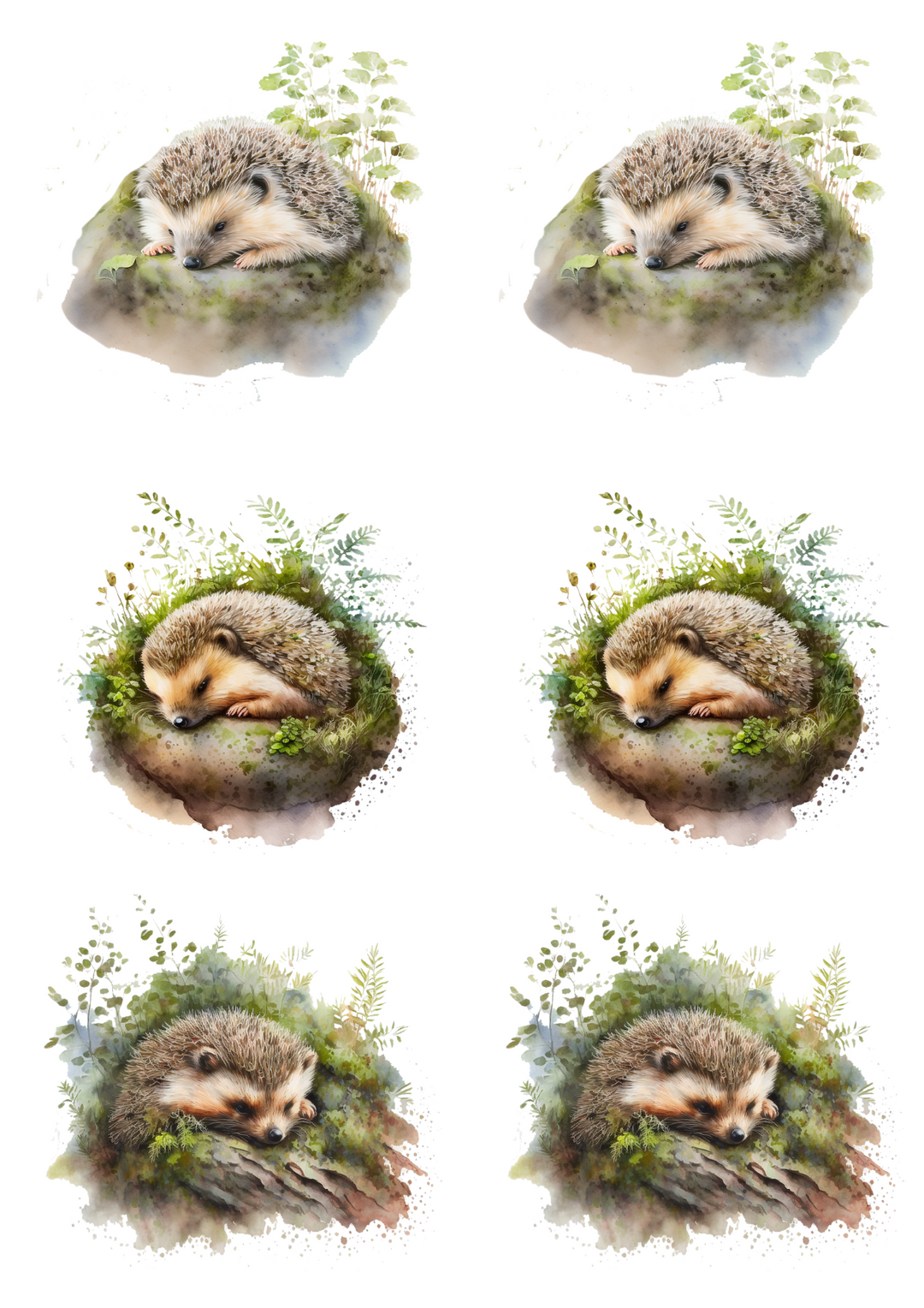 Rice Paper For Decoupage Sleeping Hedgehog Collage Cat. No. 4817