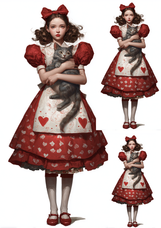 Rice Paper For Decoupage Alice in Wonderland with Cat Collage Cat. No. 4827