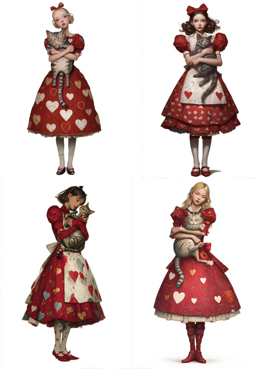 Rice Paper For Decoupage Alice in Wonderland with Cat Collage Cat. No. 4828