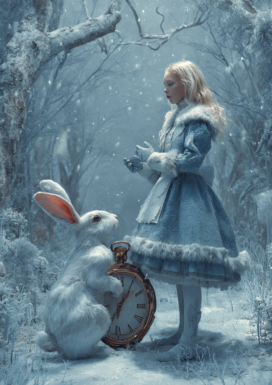 Rice Paper For Decoupage Alice in Wonderland with the White Rabbit in Winter Full Cat. No. 4830