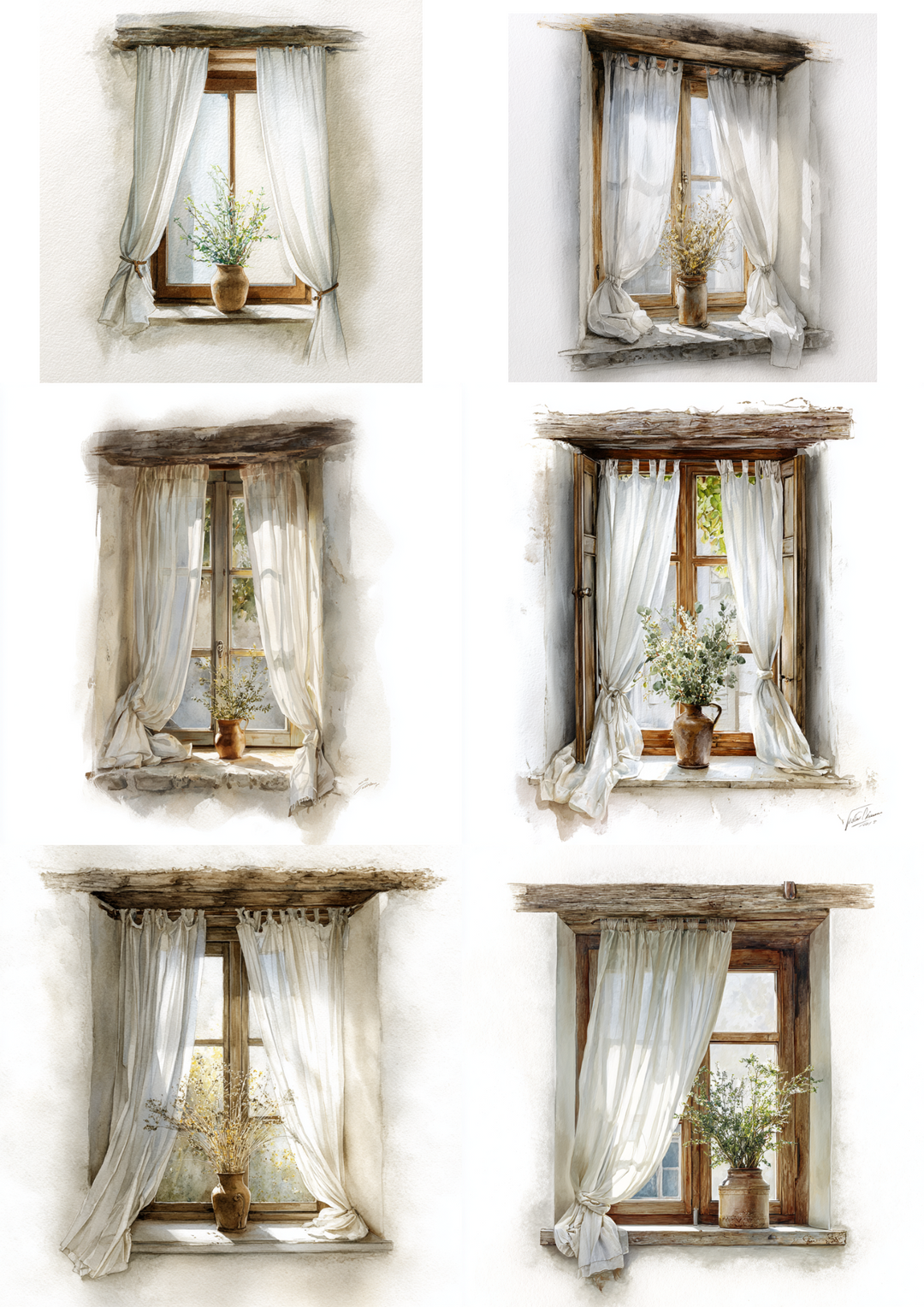 Rice Paper For Decoupage Window With Curtain Collage Cat. No. 4862