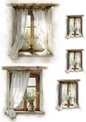 Rice Paper For Decoupage Window With Curtain Collage Cat. No. 4863