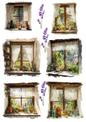 Rice Paper For Decoupage Window With View And Lavender Collage Cat. No. 4864