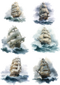Rice Paper for Decoupage Medieval Sailing Ship Collage Cat. No. 4867