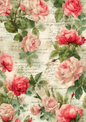 Rice Paper For Decoupage Vintage Roses Background Cat. No. 4874