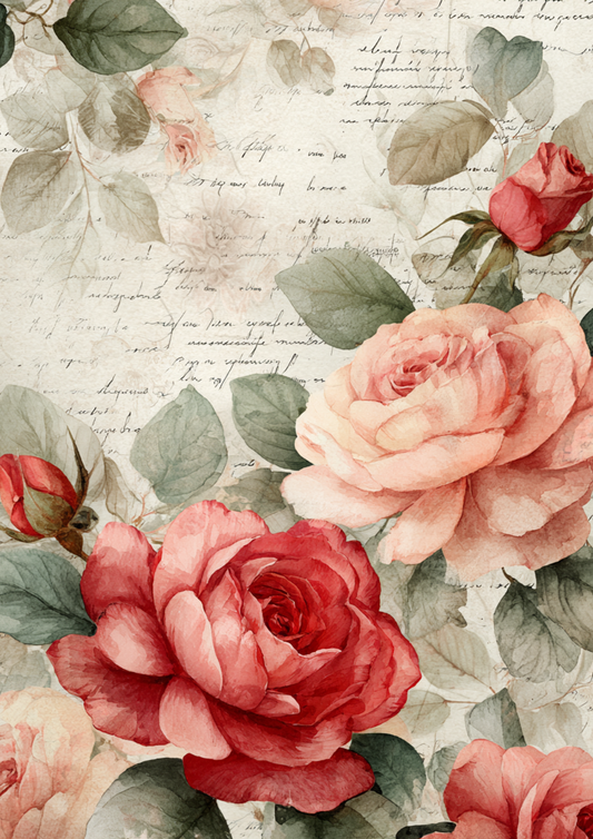 Rice Paper For Decoupage Vintage Roses Background Cat. No. 4875