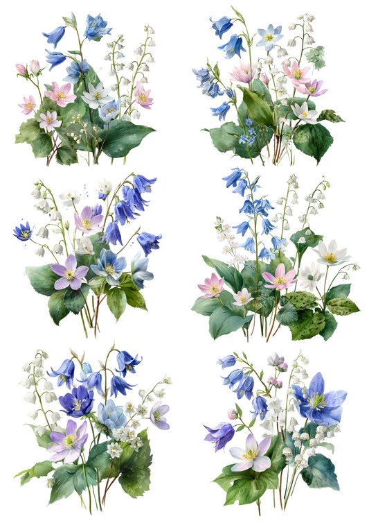 Rice Paper For Decoupage Bouquet of Forest Bells Collage Cat. No. 4878