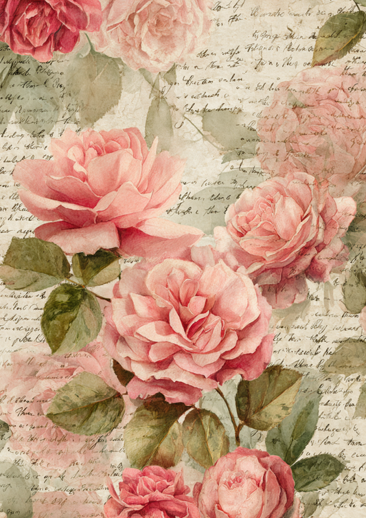 Rice Paper For Decoupage Vintage Roses Background Cat. No. 4885