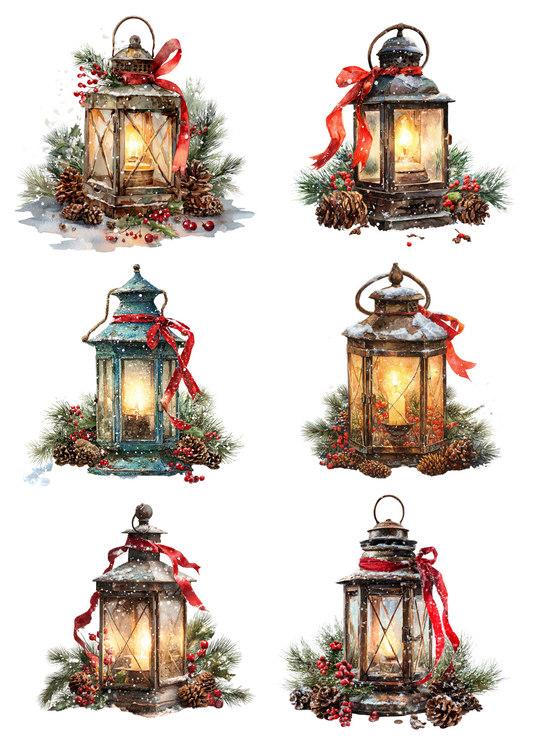 Rice Paper For Decoupage Christmas Lanterns Collage Cat. No. 4892