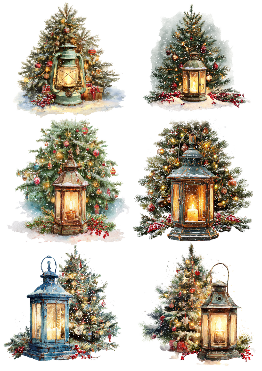 Rice Paper For Decoupage Christmas Lanterns Collage Cat. No. 4894