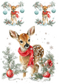 Rice Paper For Decoupage Christmas Deer Collage Cat. No. 4895
