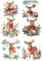 Rice Paper For Decoupage Christmas Deer Collage Cat. No. 4896