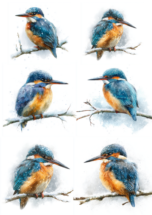 Rice Paper For Decoupage Kingfisher Collage Cat. No. 4898