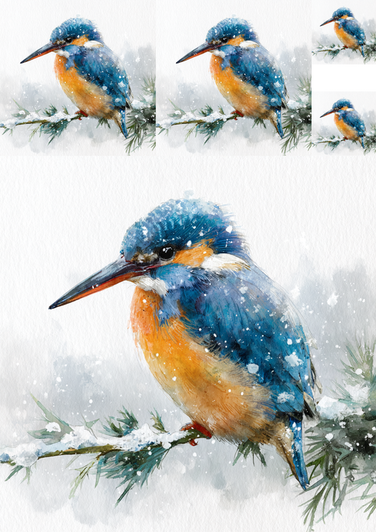 Rice Paper For Decoupage Kingfisher Collage Cat. No. 4899