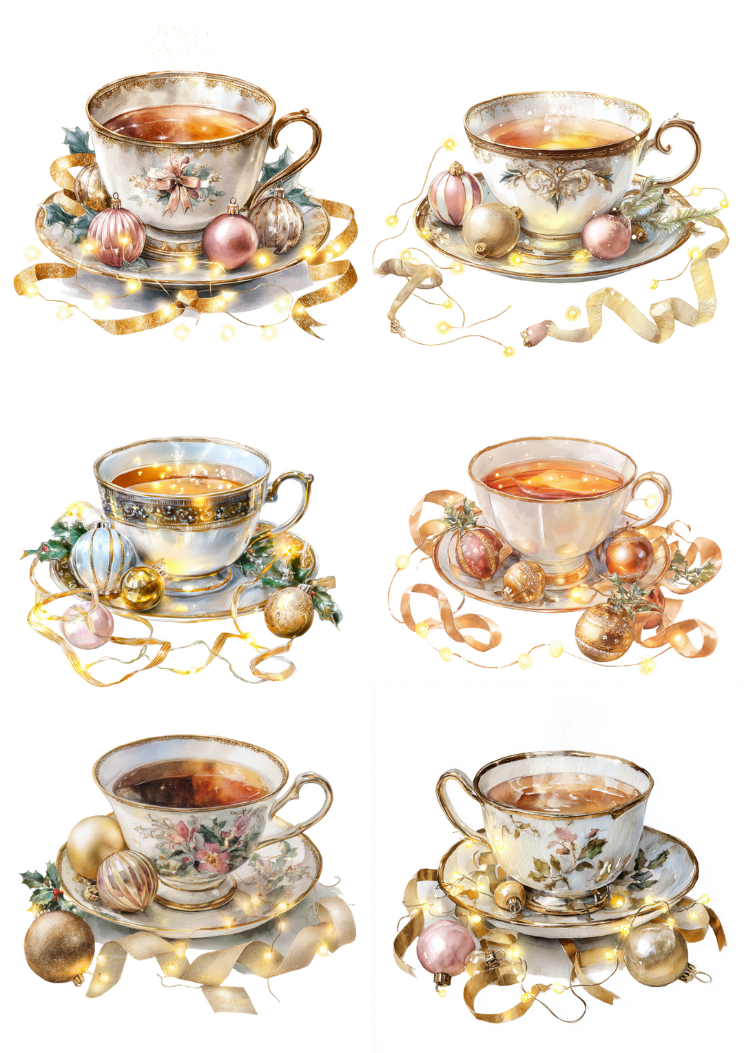 Rice Paper For Decoupage Cup of Tea Collage Cat. No. 4906