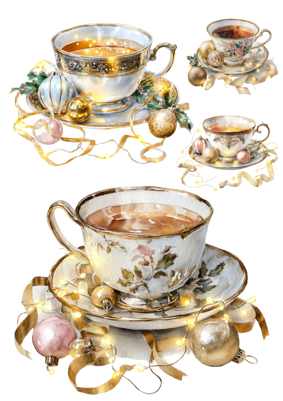 Rice Paper For Decoupage Cup of Tea Collage Cat. No. 4907