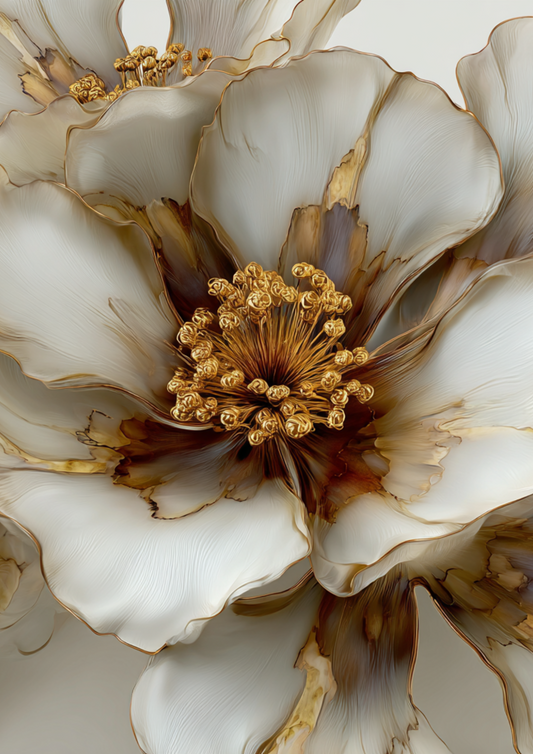 Rice Paper For Decoupage Beige Abstract Flower Background With Gold Elements Full Cat. No. 4911