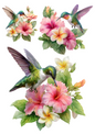 Rice Paper For Decoupage Hummingbird Over Hibiscus Collage Cat. No. 4918