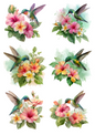 Rice Paper For Decoupage Hummingbird Over Hibiscus Collage Cat. No. 4919