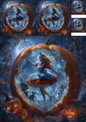 Rice Paper For Decoupage Fairytale Halloween Pumpkin Portal Collage Cat. No. 4922