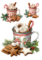 Rice Paper For Decoupage Christmas Coffee In A Christmas Cup Collage Cat. No. 4926
