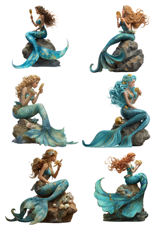 Rice Paper For Decoupage Mermaid on Stone Collage Cat. No. 4932