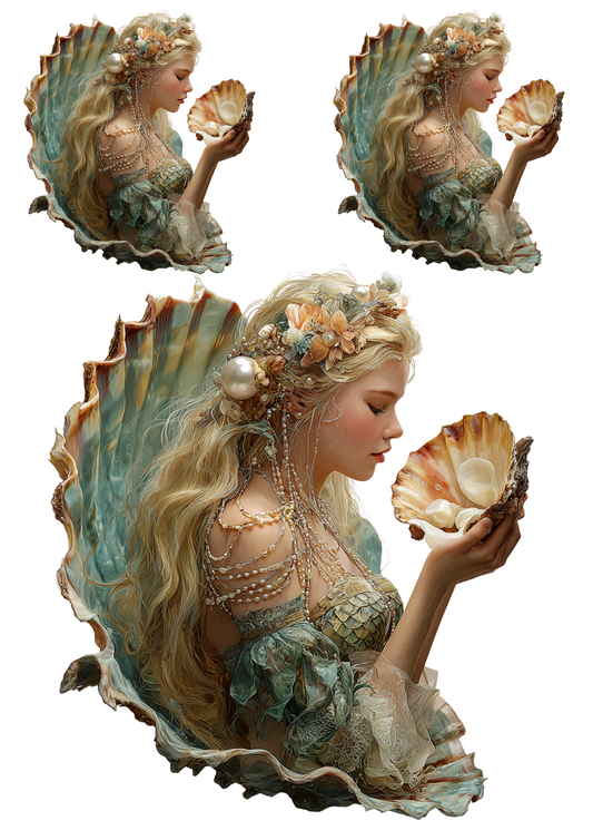 Rice Paper for Decoupage Mermaid with Shell Collage Cat. No. 4933