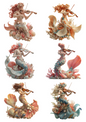 Rice Paper For Decoupage Mermaid Playing The Violin Collage Cat. No.. 4938