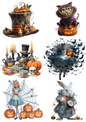 Rice Paper For Decoupage Alice in Wonderland Various Characters Halloween Edition Collage Cat. No. 4940