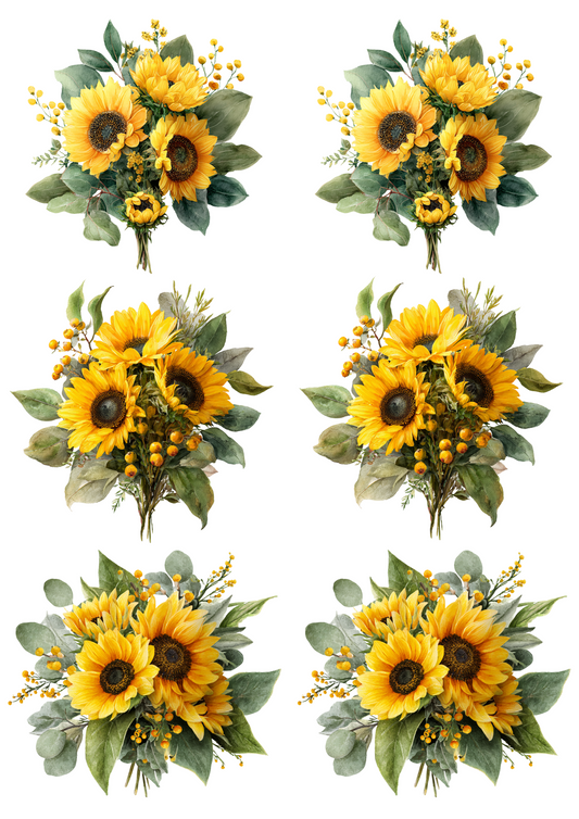 Rice Paper for Decoupage Sunflowers Collage Cat. No. 4943