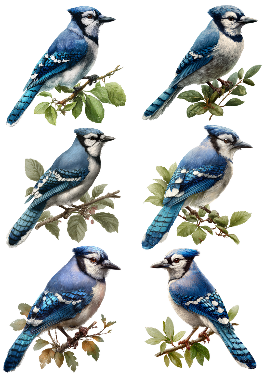 Rice Paper for Decoupage Blue Jay Collage Cat. No. 4956