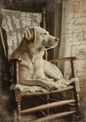Rice Paper For Decoupage Dog on a Vintage Armchair Full Cat. No. 4958