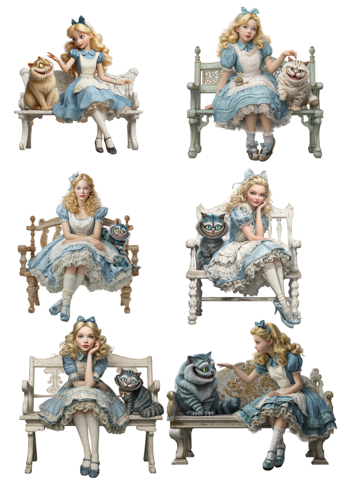 Rice Paper For Decoupage Alice in Wonderland with Cheshire Cat Collage Cat. No. 4968