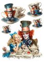 Rice Paper For Decoupage Alice in Wonderland with the Mad Hatter Collage Cat. No. 4969