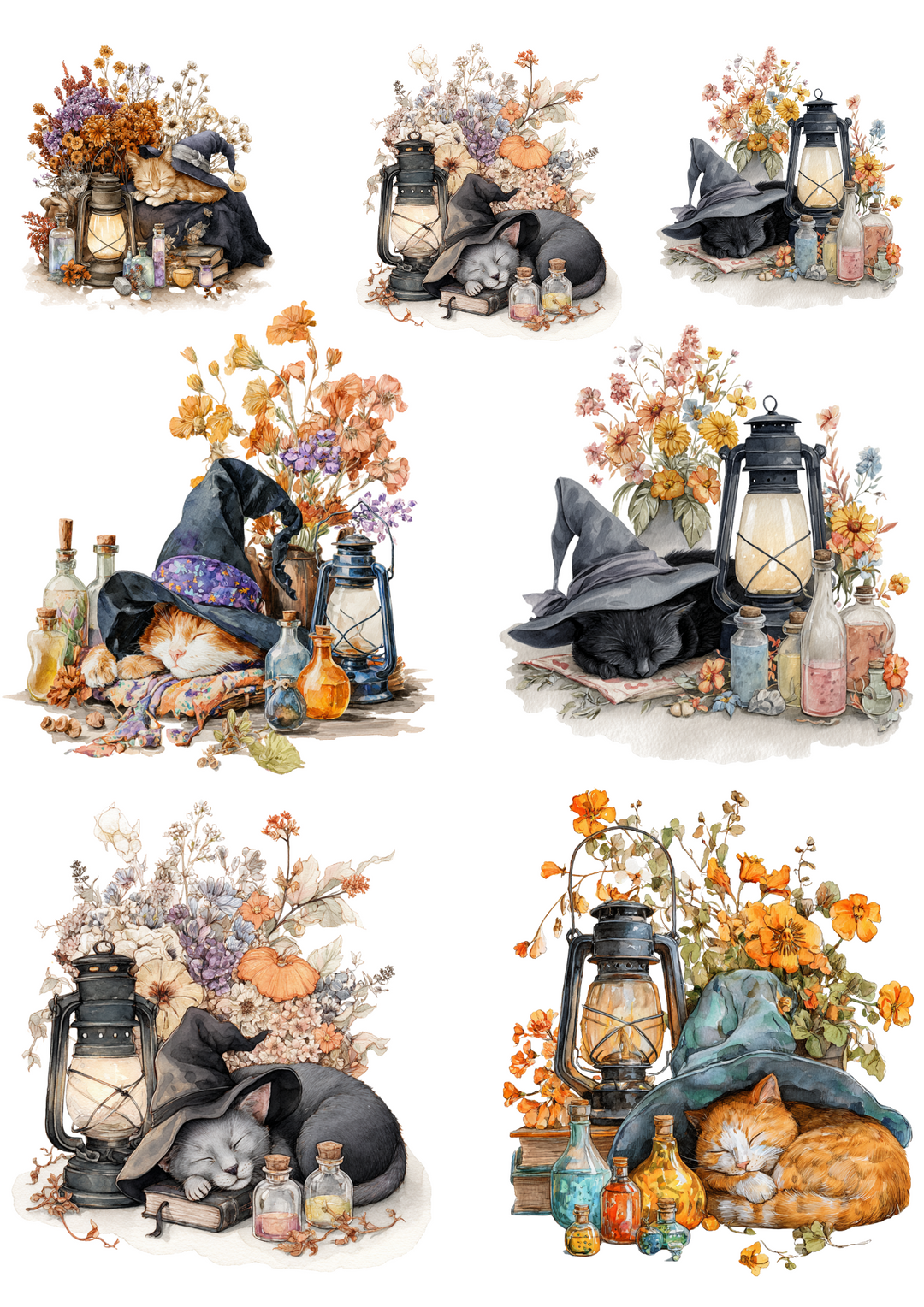 Rice Paper For Decoupage Halloween Cat Collage Cat. No. 4983