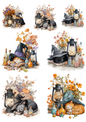 Rice Paper For Decoupage Halloween Cat Collage Cat. No. 4983