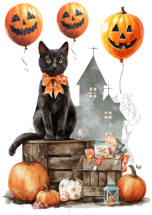 Rice Paper For Decoupage Halloween Cat Full Cat. No. 4984