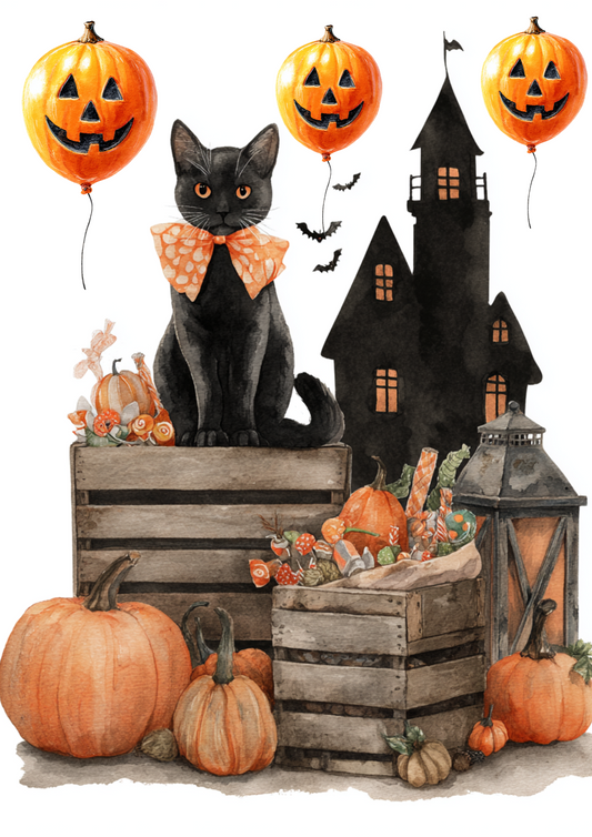 Rice Paper For Decoupage Halloween Cat Full Cat. No. 4985