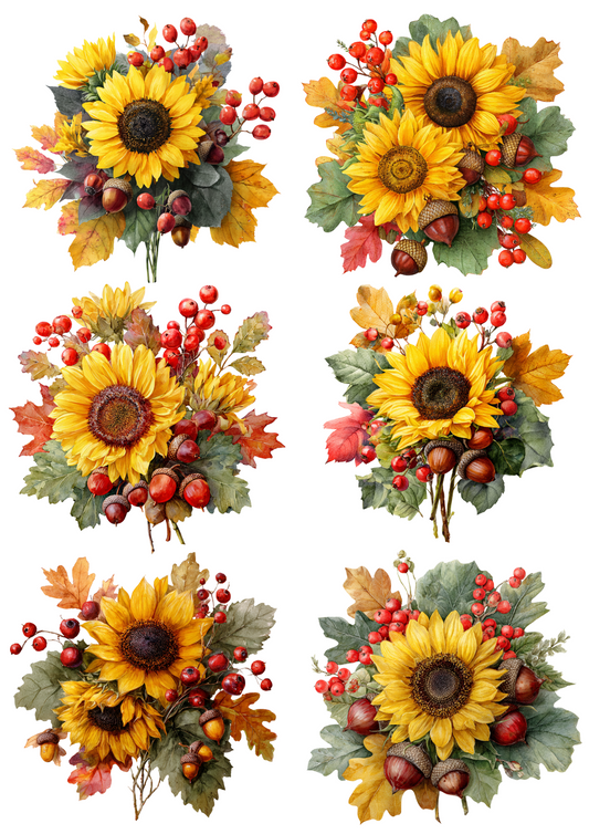 Rice Paper for Decoupage Sunflowers Collage Cat. No. 4987