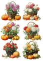 Rice Paper For Decoupage Pumpkins And Flower Bouquet Collage Cat. No. 4988