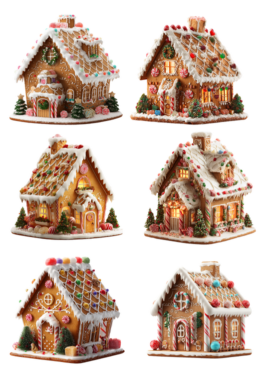 Rice Paper For Decoupage Gingerbread Houses Collage Cat. No. 4990