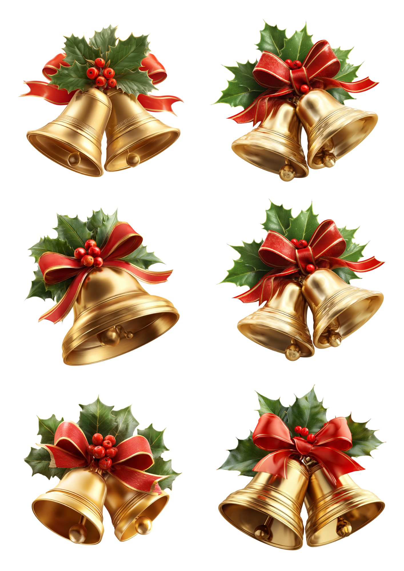 Rice Paper For Decoupage Christmas Bells Collage Cat. No. 4992